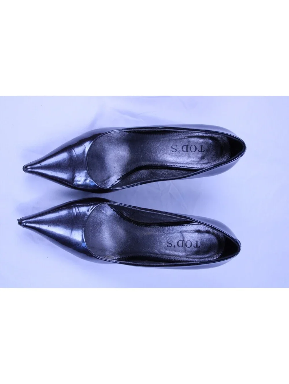 TOD'S Black Patent Leather Pump Metal Cigarette Heel Pointed